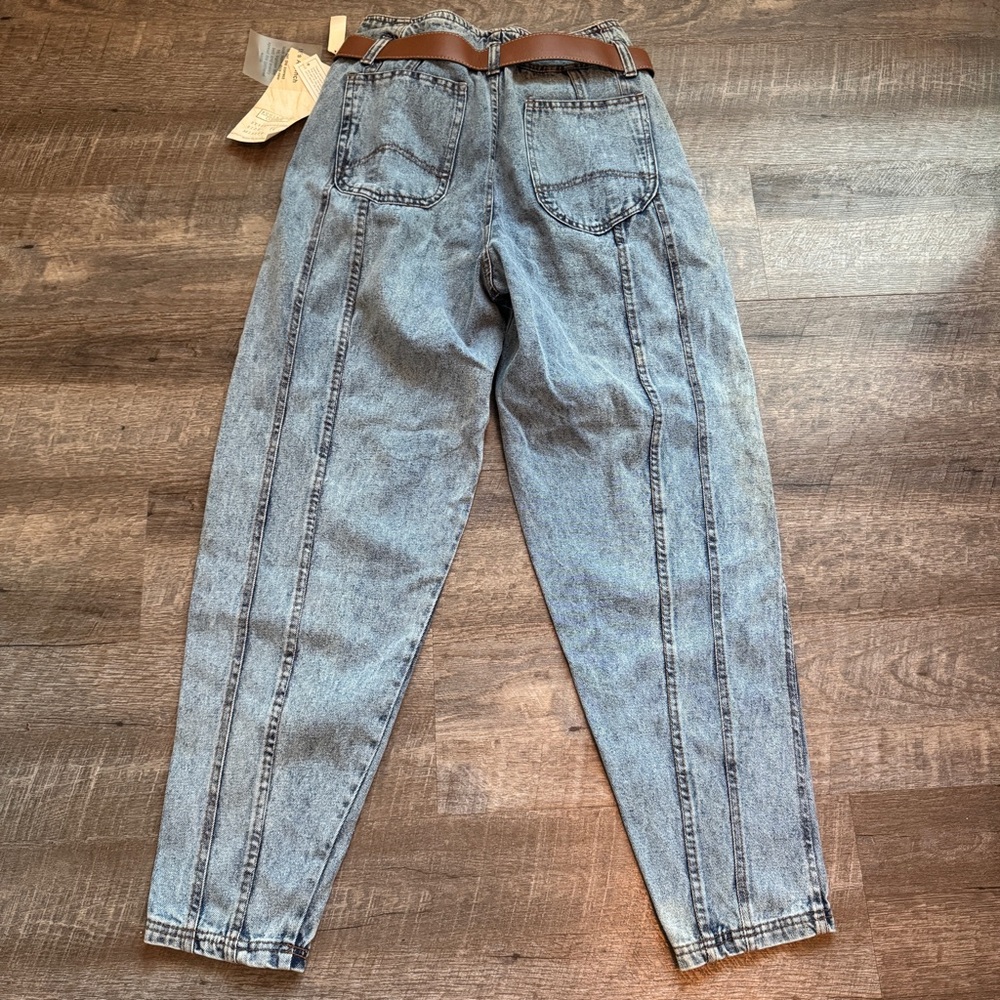 Vintage Bugle Boy Jeans Womens Size 26 Blue Acid Wash Parachute‎ Denim Pants 80s